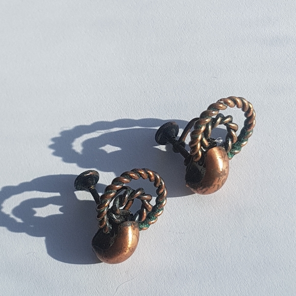 Vintage/Antique Screw-on Copper Earrings - Picture 8 of 10